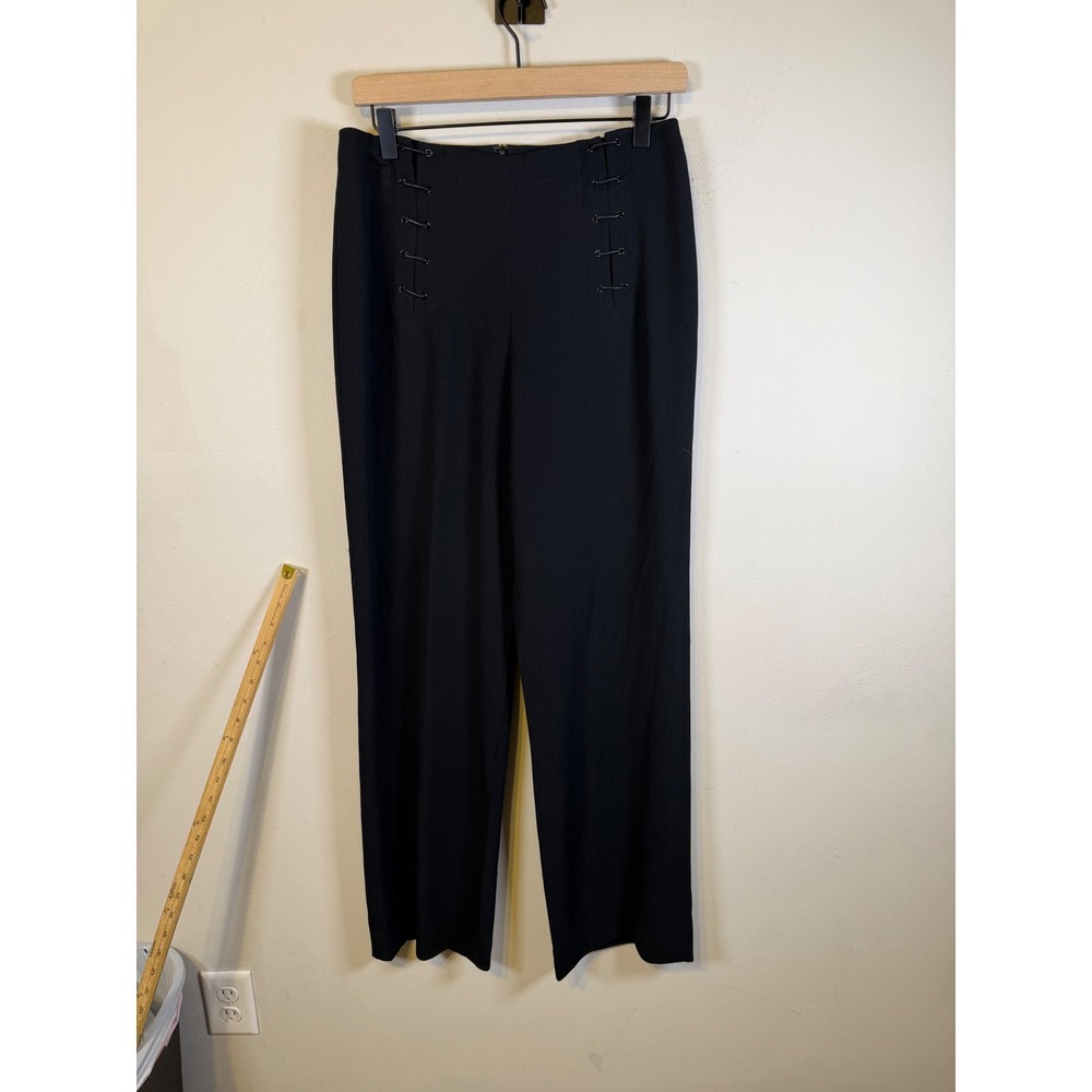 Garfield & Marks Womens Lace Up Front Crepe Dress Pants Black 6